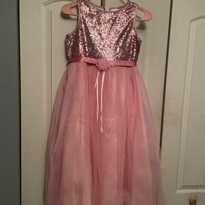 Girls Annie Cutie Pink Sequin Dress Size 12.